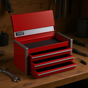 Caja de Herramientas Metálica Vevor de 8.6 Pulgadas con 3 Cajones, Organizador de Herramientas Portátil, Almacenamiento para Taller, Rojo - Product Image 2