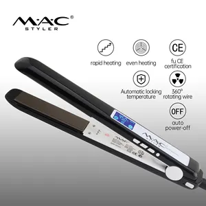 Amazing High-tech Salon Powerful LCD Display Digital Controls Titanium Flat Iron Grey Hair Straightener