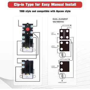 Electric Water Heater <b>Thermostat</b> EWH-00 Upper Lower Non Simultaneous 120V 480V Household Use - Product Image 4