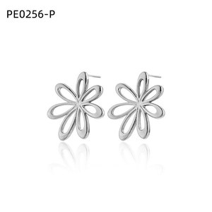 เอมี่ เอมี่ต่างหูรูปดอกไม้ โลหะผสมชุบเงิน เครื่องประดับแฟชั่นสตรี PE0256 - Product Image 1