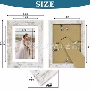 American Retro Wooden Photo <b>Frame</b> 6 7 8 Inch Tabletop Rectangular Pine Horizontal Living Room Bedroom Desktop Wall <b>Mount</b> - Product Image 2