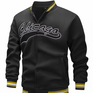 Veste de baseball brodée pour hommes, manteau décontracté élégant à manches longues et à boutons, vêtements d'extérieur, livraison directe - Product Image 1
