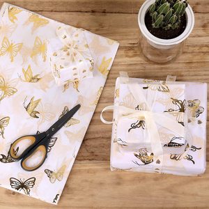 Özel Logo beyaz hediye ambalaj kağıtları altın kelebek doku yaprak kağıt ambalaj sanat zanaat için - Product Image 6