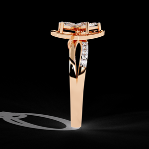 Bague Fleur en Or Rose Massif 14K 18K avec Diamant de Laboratoire Certifié IGI Qualité VVS Coupe Marquise Minimaliste pour Femme – Fiançailles - Product Image 2