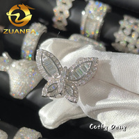 Bijoux Iced Out Prêts à Expédier Bague Hip Hop en Moissanite Argent Sterling 925 Bague Diamant Homme Passe Testeur Diamant