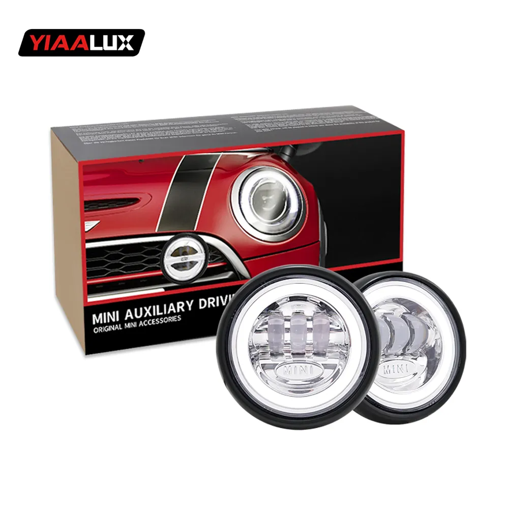 Lampu Kabut Rally Depan DRL LED Mata Malaikat dengan Bukaan Putih dengan Braket Cocok untuk F55/F56 untuk BMW Mini