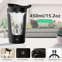 Mélangeur portable de bouteille de shaker de protéines électrique rechargeable par USB de 15oz pour shakes de protéines, smoothies et pré-entraînement