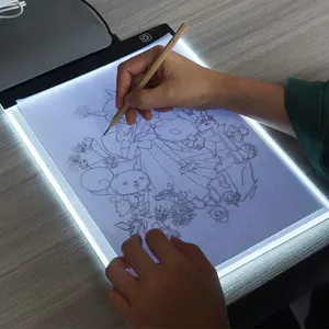 Placa de rastreamento animação led, com 3 regulamentos ajustáveis a4 luz led placa de rastreamento para criança arte artesanato almofada luz