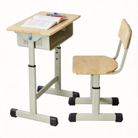 Ensemble bureau et chaise multifonctionnel pour étudiants avec design pliable et tiroir, plateau en bois et pieds chromés pour mobilier de classe à domicile