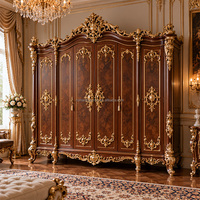 Lit à baldaquin de luxe en bois sculpté à la main, style baroque français, mobilier de chambre à coucher de style palais royal pour villa, manoir, hôtel