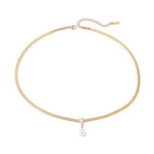 Snake Bone <b>Chain</b> Necklace with Square Zircon Pendant Geometric <b>Titanium</b> Steel Gold Plated Stainless Steel for Gift - Product Image 3