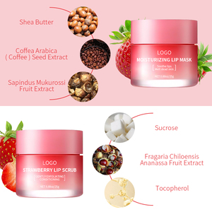 Private Label Vegan Natural Collagen Lip Scrub Set Masker Bibir dan Scrub Exfoliating Pink <span class=keywords><strong>Strawberry</strong></span> Lip Scrub dengan Aplikator - Product Image 5