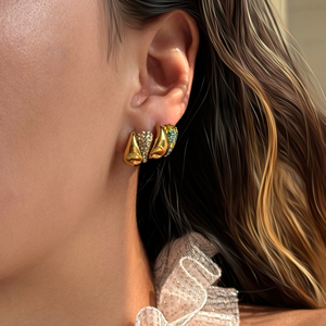 Nuovi orecchini VINTAGE a forma di fungo ghiacciato con zircone minuscolo Dazan NEW INS Trendy 18k Pvd in oro placcato oro in acciaio inossidabile gioielli di scena per attori - Product Image 2
