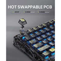 GravaStar Mercury K1 Lite 75% Tri Mode Transparent PC Gasket Hot Swappable Mechanical Keyboard RGB 4000mAh for Gaming