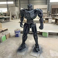 Statue de robot en bois massif assemblée, artisanat en bois fait main, œuvre d'art autoportante, décoration moderne pour la maison, idéale comme souvenir ou cadeau
