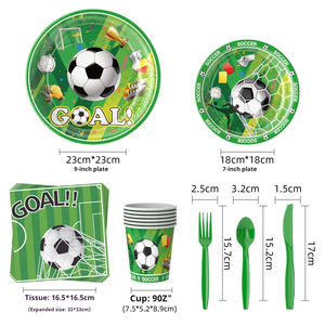 Ensembles de serviettes et de vaisselle jetables à thème football, <span class=keywords><strong>d</strong></span>écorations pour fêtes <span class=keywords><strong>d</strong></span>'enfants, en stock - Product Image 4