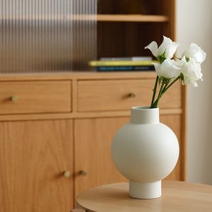 Jarrón de cerámica con forma de linterna, decoración moderna blanca para sala de estar, dormitorio, mesa, arreglo de flores secas - Product Image 3