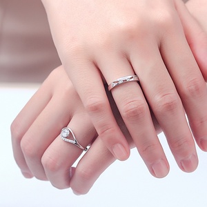 Ensemble de bagues classiques pour couple en gros, plaqué rhodium, argent sterling, design tendance, bijoux de valeur pour mariage et fête CMA - Product Image 5