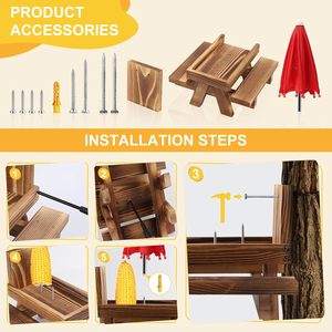 Katı ahşap sincap besleyici şemsiye hafif asılı ahşap sincap besleme istasyonu ile katı ahşap vidalar hayvan mama kabı ve besleyici - Product Image 5