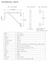 Étagère murale et support de tringle en acier thermolaqué blanc avec crochet ouvert pour armoire 240 x 280 mm