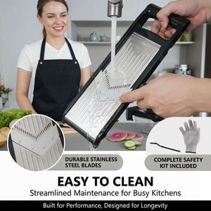 Cortador <span class=keywords><strong>de</strong></span> mandolina para cocina, picador <span class=keywords><strong>de</strong></span> verduras ajustable con 3 cuchillas, contenedor <span class=keywords><strong>de</strong></span> alimentos y guantes resistentes a cortes - Product Image 4