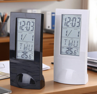 Réveil de bureau LCD vertical transparent numérique de qualité supérieure avec calendrier de température intérieure Snooze mouvement électronique pour cadeau