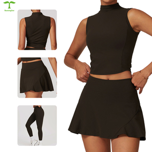 Neuankömmling 3-teiliges Yoga-Set Skinny Tank Top Yoga-Leggings für Frauen 2-teiliges Tennisrock-Set für Damen - Product Image 3