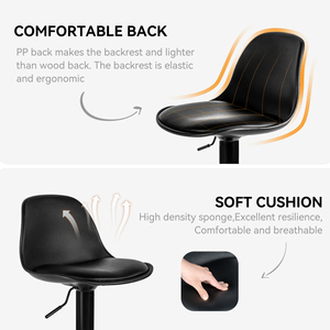 Modern Adjustable Height <b>Bar</b> <b>Stool</b> with PU Leather Seat and Iron Base <b>Swivel</b> Design for Home <b>Bar</b> and Commercial Use - Product Image 3