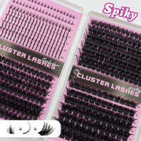 Cils inférieurs en grappe Fairy Cluster, fibres segmentées PBT, volume 120D 160D 200D, haute qualité, faits à la main, 28 rangées, longueurs mixtes 5-20mm, naturels