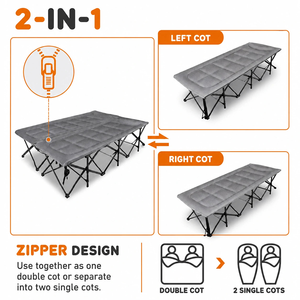 Nouveau style populaire, <span class=keywords><strong>lit</strong></span> de <span class=keywords><strong>camping</strong></span> <span class=keywords><strong>2</strong></span>-en-1, 59 pouces de large, pliable avec matelas pour <span class=keywords><strong>2</strong></span> <span class=keywords><strong>personnes</strong></span> - Product Image 3