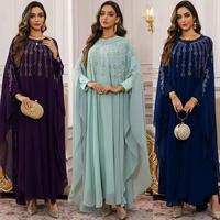 Ensemble de robe Abaya à manches en soie à motifs floraux, style islamique malaisien indonésien moyen-oriental, pour femmes musulmanes