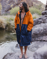 Robe de bain imperméable à capuche en polyester recyclé, séchage rapide, style color block, personnalisable pour la natation et le surf