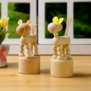 Adornos de escritorio de animales de madera, jirafa y marioneta de hombre, decoración creativa para el hogar, regalos para niños y oficina - Product Image 5