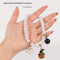 Breloque de collier pour animaux de compagnie Halloween Citrouille Fantôme, Pendentif en résine mignon, Accessoire de collier perlé DIY pour chats et chiens