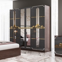 Ensemble de meubles de chambre à coucher de luxe moderne, cadre en bois, finition gris brillant, lit king size, suite de chambre principale, ensembles de meubles de chambre à coucher turcs