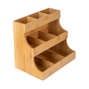 High Quality Practical Bamboo Tea Bag Holder Wood Tea Box Organizer Holds 180 Tea Bags Elegant Sugar Packets And Creamers Holder