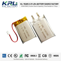 602030 300mAh 3.7V Baterai Cair 6*20*30mm 500 Siklus untuk LED Lencana Nama Elektronik