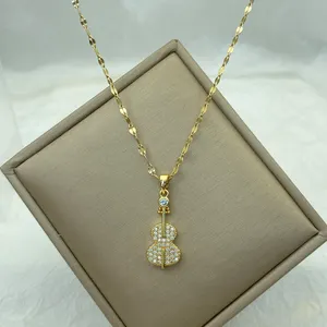 Конкурентоспособная цена стеклянная подвеска позолоченная Нержавеющая сталь ожерелье для женщин со скрипкой кулон ювелирные изделия