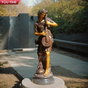 Statue <span class=keywords><strong>de</strong></span> fille en bronze grandeur nature avec violon - Product Image 6
