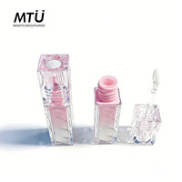 Tubes de brillant à lèvres carrés transparents roses de luxe, flacons vides personnalisés pour brillant à lèvres, emballages cosmétiques en plastique ABS pour rouge à lèvres et fard à joues, grand format
