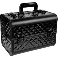 Valise de maquillage professionnelle en aluminium, boîte à cosmétiques portable, organisateur, rangement de bijoux, serrure, 3 plateaux, porte-pinceaux de maquillage, miroir