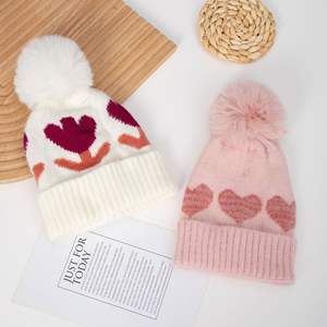 <span class=keywords><strong>Bonnet</strong></span> d'hiver chaud pour bébé fille <span class=keywords><strong>Bonnet</strong></span> en peluche à motif de cœur mignon <span class=keywords><strong>Bonnet</strong></span> en tricot à motif de fleurs pour enfant en bas âge <span class=keywords><strong>Bonnet</strong></span> pour bébé - Product Image 3