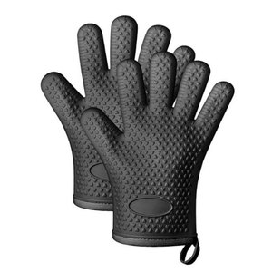 Gants <span class=keywords><strong>de</strong></span> four en silicone résistants à la chaleur avec doigts, imperméables et antidérapants, doublure en coton pour grillades, cuisson et pâtisserie - Product Image 6