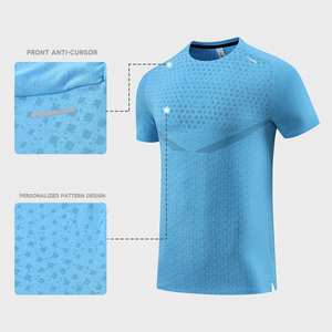 Camiseta Deportiva Profesional para Hombre, Color Azul Cielo, Transpirable, con Malla Texturizada, para Entrenamiento - Product Image 1