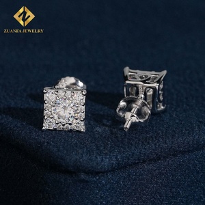 Fine Jewelry 925 <b>Silver</b> Moissanite <b>Earrings</b> Screw Back Brilliant Sparkling Wedding Gift for Women - Product Image 4