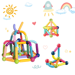 100 pièces blocs de <span class=keywords><strong>construction</strong></span> en plastique personnalisés jeux de <span class=keywords><strong>Construction</strong></span> créatifs ensemble tige bâtons magnétiques boules jouets éducatifs enfants EN71 - Product Image 3