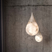 Haut de gamme espagnol marbre naturel goutte d'eau lampe de chevet lustre concepteur nouveau minimaliste pour chambre salle à manger 4000K maison
