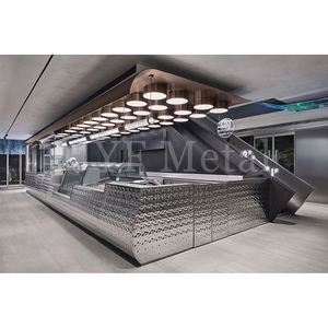 Barra de Bar Metálica Profesional EX299, Diseño Personalizado, Estándar, para Club Nocturno, Estación de Cócteles, Mostrador de Recepción de Acero Inoxidable - Product Image 2