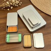 Boîtes en métal avec couvercle coulissant argenté, mini-contenants de rangement pour écouvillons, cure-dents, cigarettes et petits accessoires