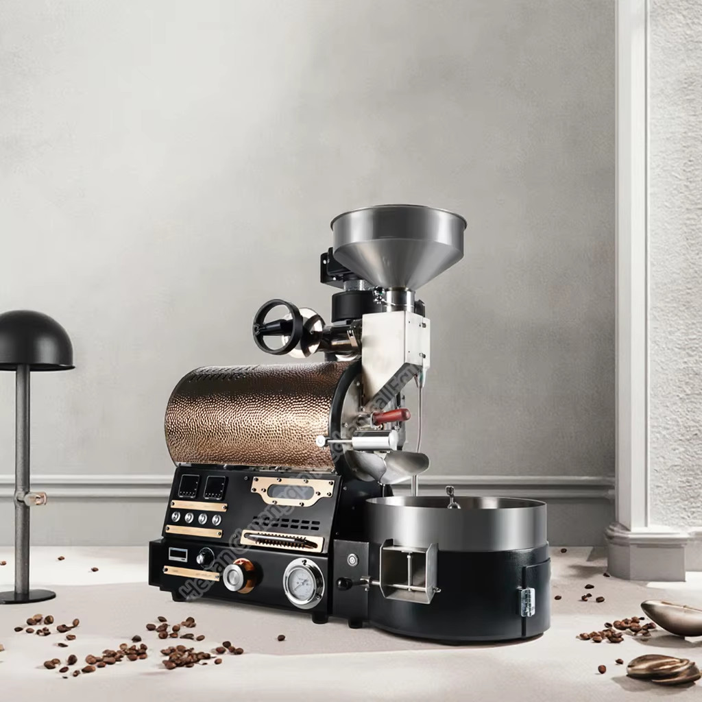Commercial 2kg Electric Hot Air Coffee Bean Roaster with Cooling Tray & Agitation Arm for Household and Outdoor Use